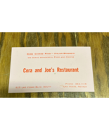Vintage Cora&#39;s and Joe&#39;s restaurant Las Vegas business card - $19.75