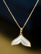 18ct Solid Gold Opal Stone Fin Charm Necklace - dainty, 18K, gift, chain, whale - £168.28 GBP