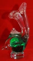 Arte Murano Italian Art Glass Green Clear Fish 21cm 8.25 inch Figurine Figure - £72.43 GBP