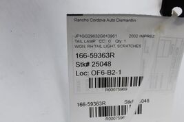 Passenger Right Tail Light Station Wgn Fits 02-03 IMPREZA 75969 image 2