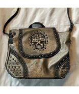 Goth Punk Sugar Skull Purse Bag Studded Faux Leather 14”x10” Gray Multi ... - €34,38 EUR