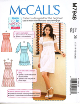 McCalls M7946 Misses 12 to 20 Learn to Sew Dresses Uncut Sewing Pattern - $14.81