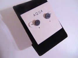 Aqua 1/4" Black Tone Leaf Stud Earrings N473 - $7.67