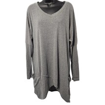 Exclusive Short Sleepshirt Nightgown Women&#39;s XL Gray Long Sleeves Pockets - £11.19 GBP