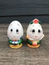 VTG Mr Mrs Humpty Dumpty Egg 3&quot; Salt &amp; Pepper Shaker Set Anthropomophic Kitsch - £19.46 GBP