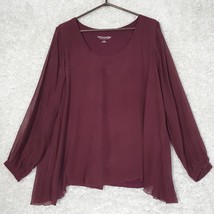 Soft Surroundings Top Womens Large Purple Silk Pullover Long Sleeve Lined READ - £15.27 GBP