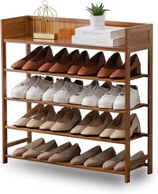 5 Tier Shoe Shelf Storage Organizer, Suwoic Bamboo Shoe Rack, For, 31.5). - £93.35 GBP