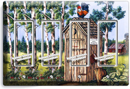 Country Rustic Outhouse Farm French Rooster 4 Gfci Light Switch Wall Plate Decor - £16.34 GBP