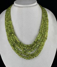 Antique Natural Peridot Beaded Necklace 5 Line 716 Carats Gemstone Silve... - $677.52 CAD