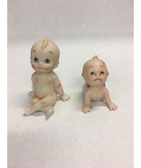 PAIR LEFTON ? Cupie Kewpie Baby Figurine Porcelain Bisque Sad Pout Winking - £33.30 GBP