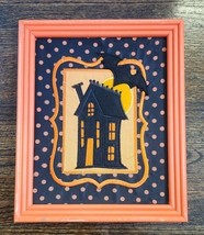 Wood Framed Haunted House Hanging Wall Indoor Halloween Decoration 12 x 10&quot; - $19.99