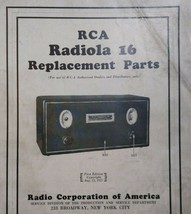 RCA Radiola 16 Replacement Parts Pamphlet 1927 Vintage Radio 4 Sided Eph... - $47.70