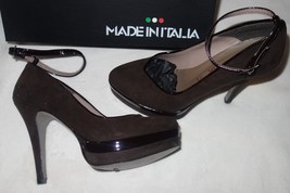 Made in Italia Platform Pumps dark brown Suede shoes  Size 35 us 4.5 new - £95.00 GBP