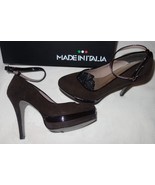 Made in Italia Platform Pumps dark brown Suede shoes  Size 35 us 4.5 new - $78.84 CAD