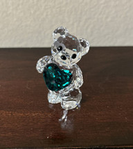 Swarovski “A Heart for you” Mini Teddy Bear Green Heart Crystal Figurine ( B4) - £54.51 GBP