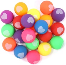 24 Pieces Rubber Bouncy Balls Heart Pattern Design in Assorted Color Saf... - $20.95