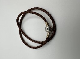 Pandora Sterling Silver Brown Leather Double Wrap Bracelet 13.5” - $69.30