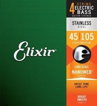 Elixir Nanoweb 4-String Bass Stainless Steel Set, 45-105 - £35.29 GBP