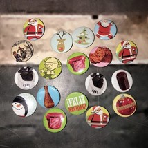 Lot of 18 Mini Santa Christmas Holiday Button Pins Jean Jacket Vtg Scenes - $8.84