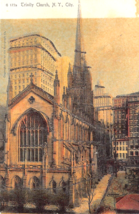 New York Città Ny ~Trinità Chiesa~ 1900s Dagherrotipo Colorato Foto Cartolina - £6.13 GBP
