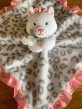 Okie Dokie Kitty Cat Leopard White Pink Gray Security Lovey Blanket Satin Rattle - £13.54 GBP