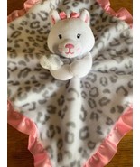 Okie Dokie Kitty Cat Leopard White Pink Gray Security Lovey Blanket Sati... - £13.25 GBP