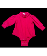 Vintage Turtleneck Baby Girl 6M Pink Puffed Sleeves One Piece Bodysuit Knit - $16.69