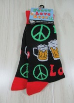 Peace sign Love Beer men women socks One Size black red green new - £6.24 GBP