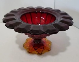 Vintage Amberina Glass Candy Dish Compote Bowl  Footed Pedestal 4 lbs  - $30.76