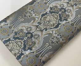India Banarasi Brocade Fabric Gray &amp; Gold Fabric Wedding Dress Fabric -NF798 - £16.33 GBP+