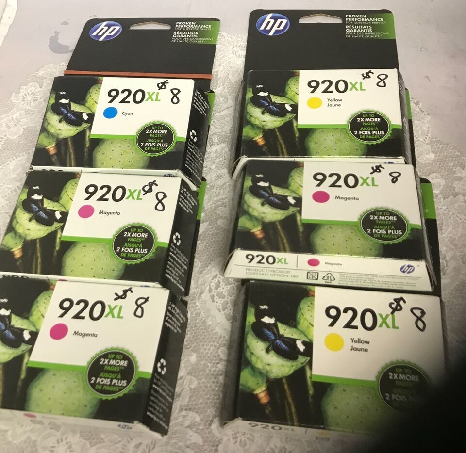 NEW HP 6 #920XL Cyan Magenta Yellow Ink Cartridges GENUINE Old Dates - £23.64 GBP