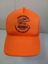 Vintage Wisconsin DNR Hunter Education Graduate Blaze Orange Snapback Cap Hat - $9.89