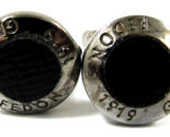 Giorgio Fedon 1919 Silver and Black Round Button Cufflinks Italy  - $98.01