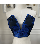 Ellie Wilde Formal Bandeau Crop Top Bustier Cobalt Blue Black 4 - €60,56 EUR
