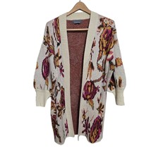 Anthropologie XS Brooke Floral Wool Blend Knit Long Cardigan Sweater - £37.02 GBP