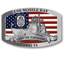 USS MOBILE BAY CG-53   3&quot; BELT BUCKLE - £39.33 GBP