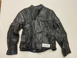 Vintage Motorcycle Black Leather Jacket Label 52 Armpit/armpit 20&quot; (mc378) - £49.93 GBP