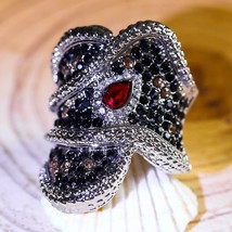 Vintage Twisted Geometric Rings Fashion Elegant Ethnic Red Water Drop Crystal CZ - £7.34 GBP