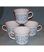 Vintage CORELLE Corning BLUE HEATHER Cups Mugs -Set 4- Blue Flowers /Flo... - £7.82 GBP