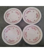 4 Vintage Shenango China USA Restaurant Ware Chardon Rose Red saucers us... - $41.61 CAD
