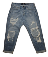 Hollister Boyfriend Jeans Womens 7/28 Distressed Button Fly Blue Medium ... - $321.58 MXN