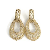 Vintage 1970&#39;s Oval Filigree Loop Dangle Drop Earrings 14K Yellow Gold, ... - £1,883.97 GBP
