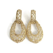 Vintage 1970&#39;s Oval Filigree Loop Dangle Drop Earrings 14K Yellow Gold, 19.65 Gr - £1,790.28 GBP