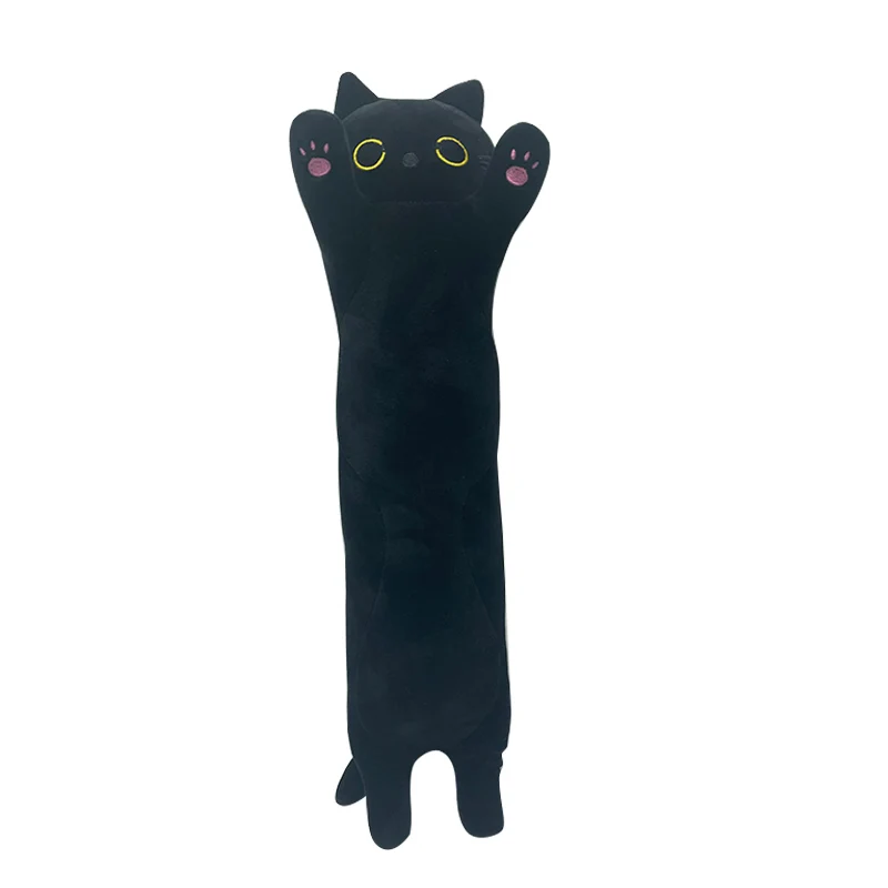 50cm Black Long Cat Plush Pillow Kawaii Soft Stuffed Toy Plushie Squishy Kitten - £7.46 GBP+