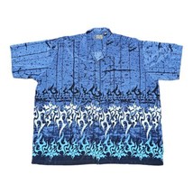 Pineapple Connection Mystic Origins Mens 3XB Blue Button Up Hawaiian Aloha Shirt - £31.27 GBP