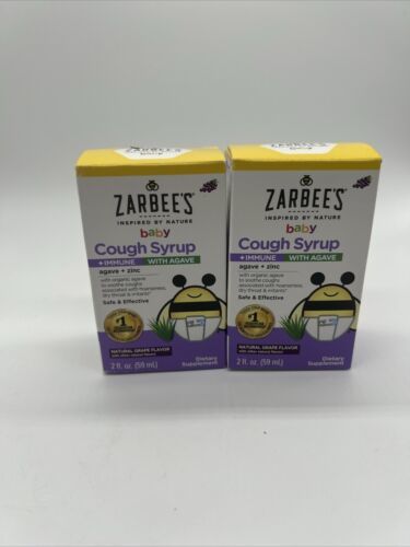 (2)  Zarbee&#39;s Naturals Baby Cough Syrup Immune Agave Grape Zinc 2oz 11/24 - $5.99