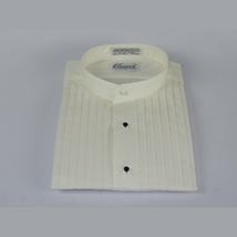 Men's Tuxedo shirt By Classix  Banded Collarless Formal Pleated Front M06 Ivory image 4