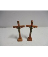2 Vintage Catholic Wood Cross Crucifixes 4 1/4&#39;&#39; - $27.02 CAD