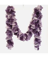 Knitted Tiered Purple Color Lightweight Scarf Incredible Ruffles 68”x5” - £11.70 GBP