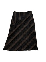 Weekend MAX MARA Womens Skirt Black Brown Striped A-Line Knee Length Lin... - $37.43